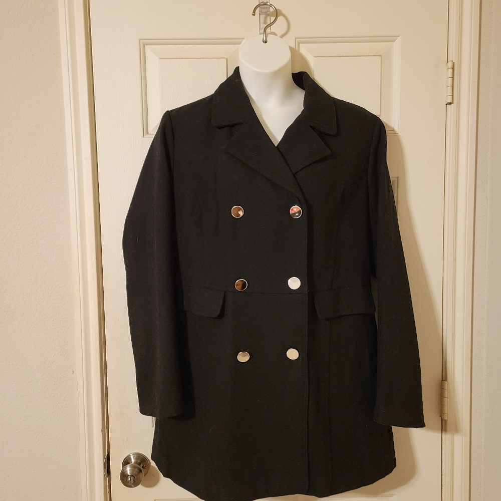 Black Peacoat with Silver buttons